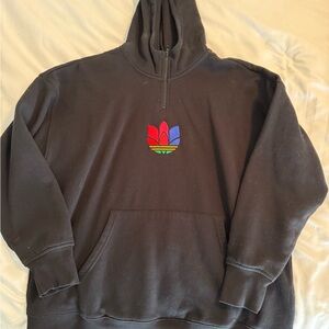 Adidas Black Hoodie with Multicolor Trefoil
